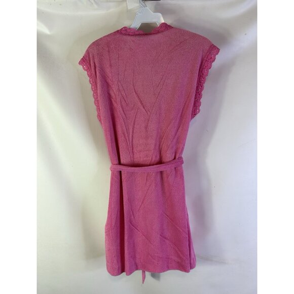 Vintage 70s Terry Cloth Lace Trim Robe Pink USA Cottagecore - Picture 8 of 8